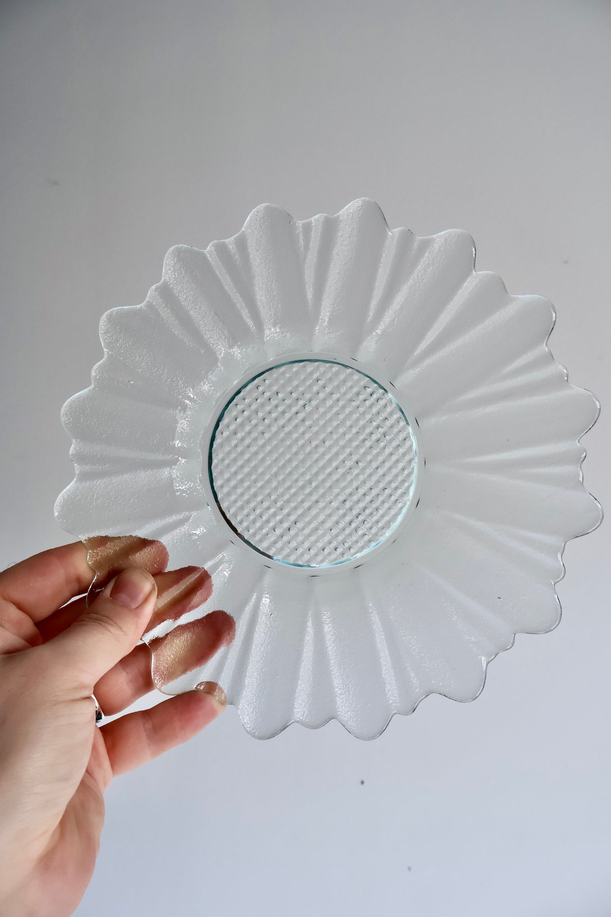 Vintage Aqua Glass Flower-Shaped Salad Plates – Matching Set
