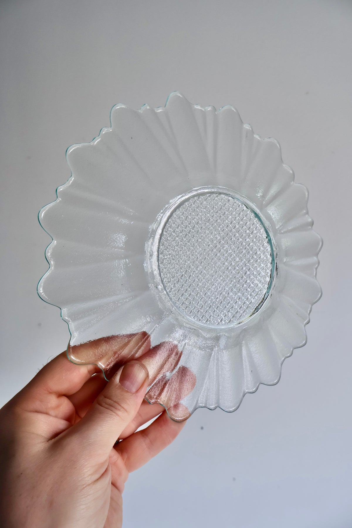 Vintage Aqua Glass Flower-Shaped Salad Plates – Matching Set