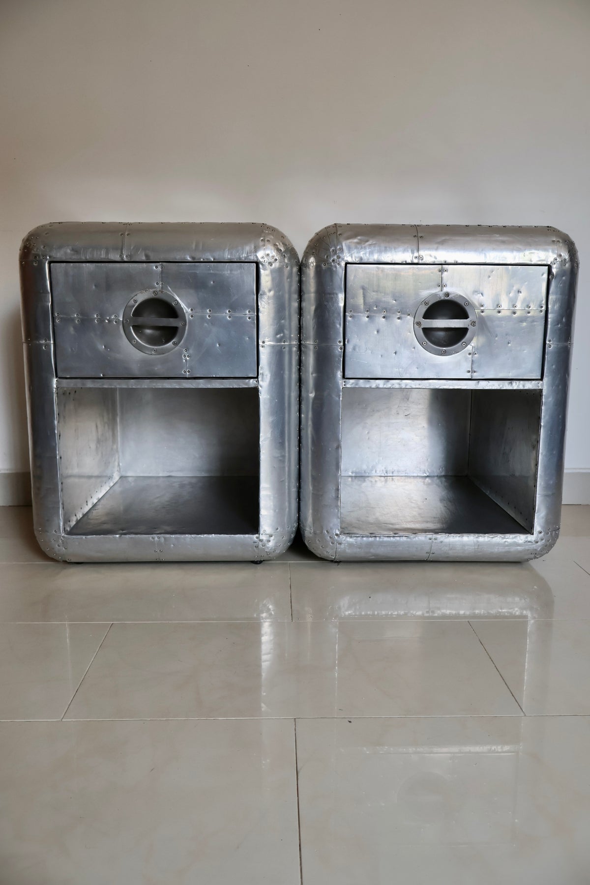 Pair of Restoration Hardware Blackhawk Aviator Side Tables