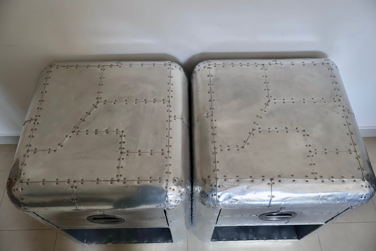 Pair of Restoration Hardware Blackhawk Aviator Side Tables