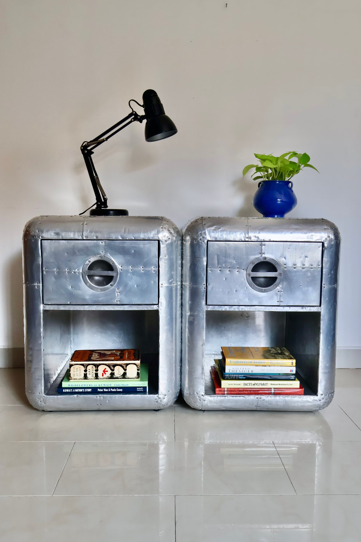 Pair of Restoration Hardware Blackhawk Aviator Side Tables