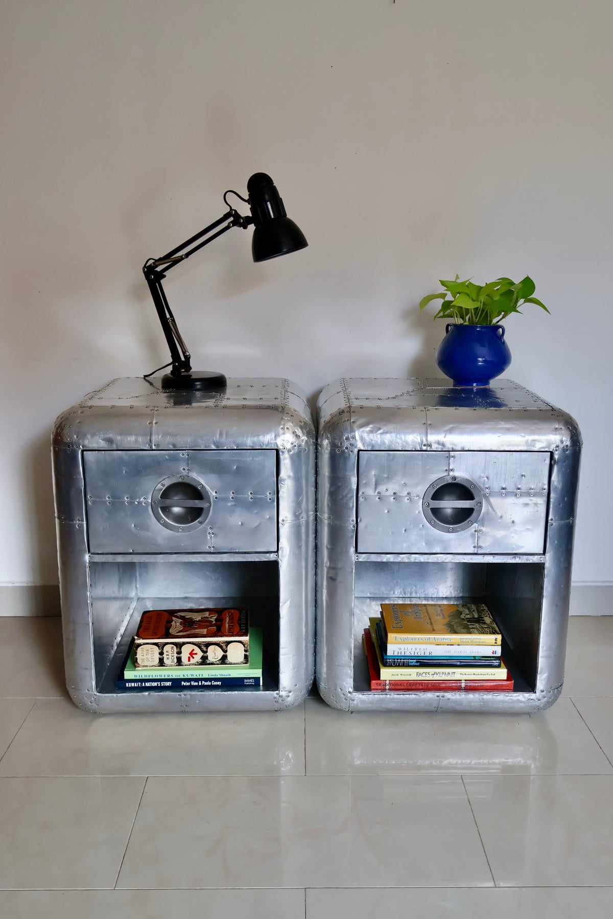 Pair of Restoration Hardware Blackhawk Aviator Side Tables