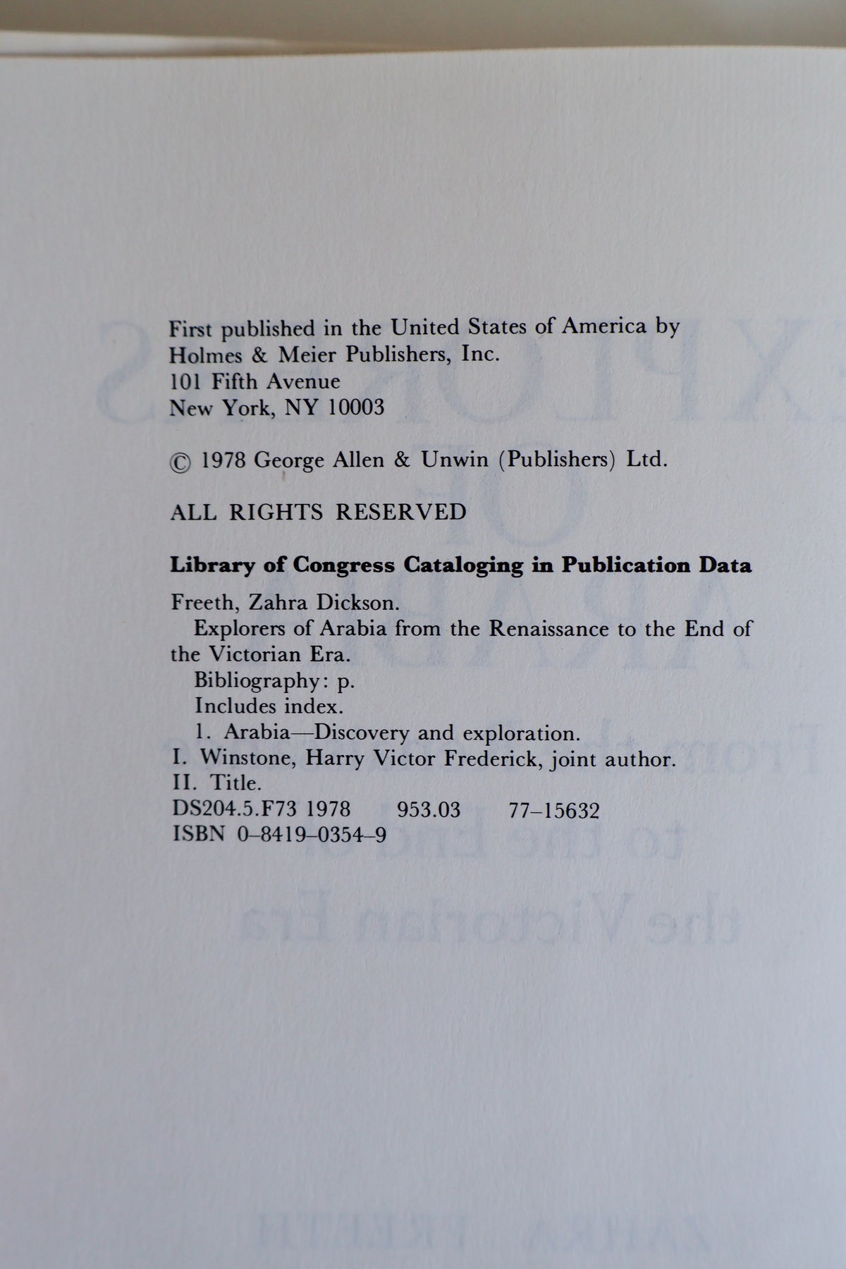 Explorers of Arabia – Zahra Freeth & Victor Winstone (1978 First American Edition)