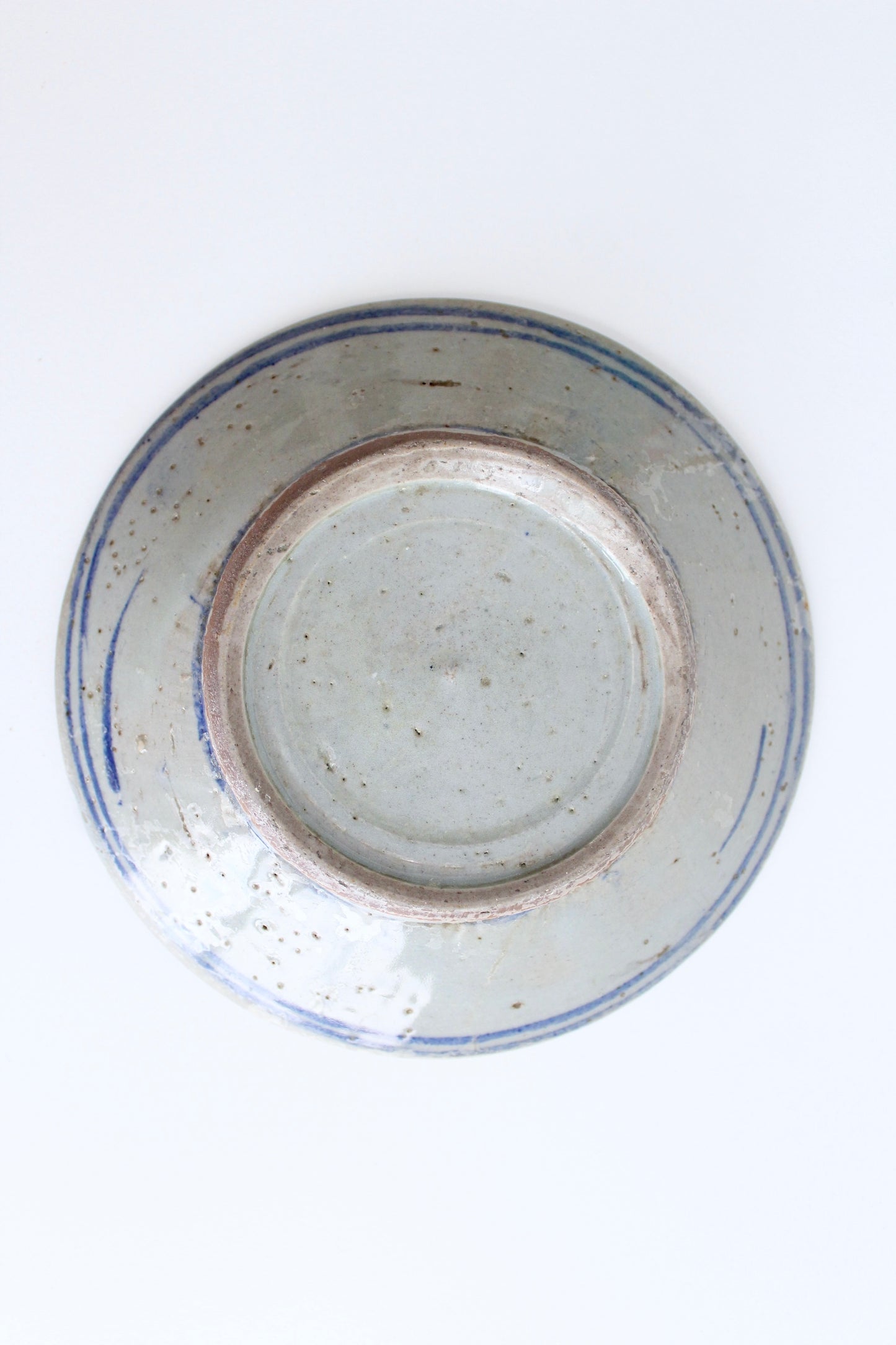 Small Antique Chinese Plate with Bamboo Stand