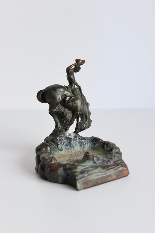 1940s Copper Plated Bronze Cowboy Ashtray/Incense Tray