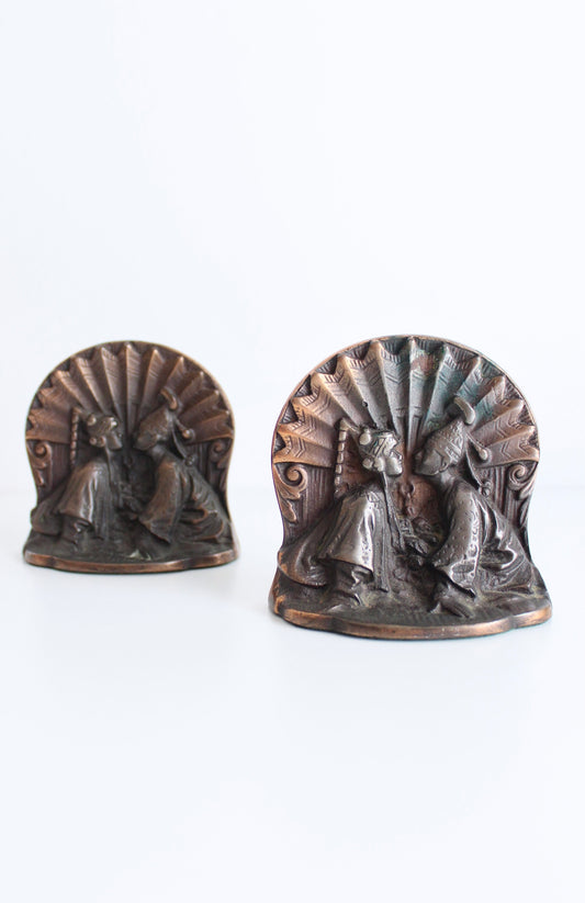 "Thai Couple" Bron-Met Art Deco Copper Plated Bronze Bookends
