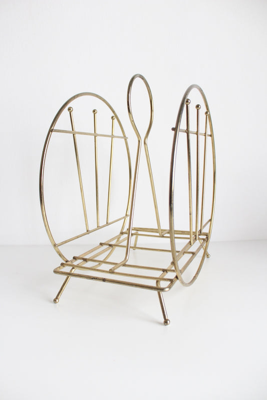 Vintage Mid Century Brass Magazine Rack