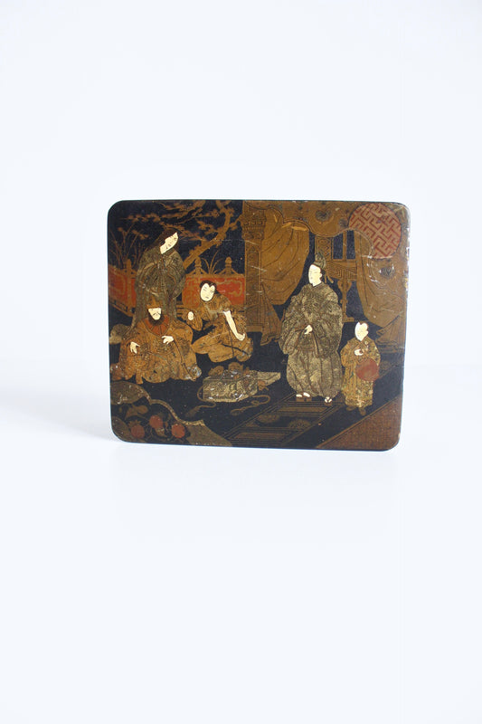Antique Japanese Meiji Era Lidded Black Lacquered Box