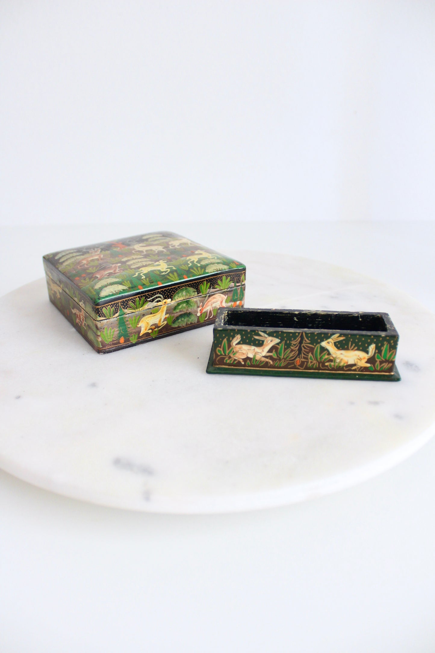 Kashmiri Handpainted Papier-Mache Coasters Set