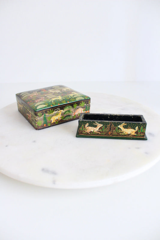 Kashmiri Handpainted Papier-Mache Coasters Set