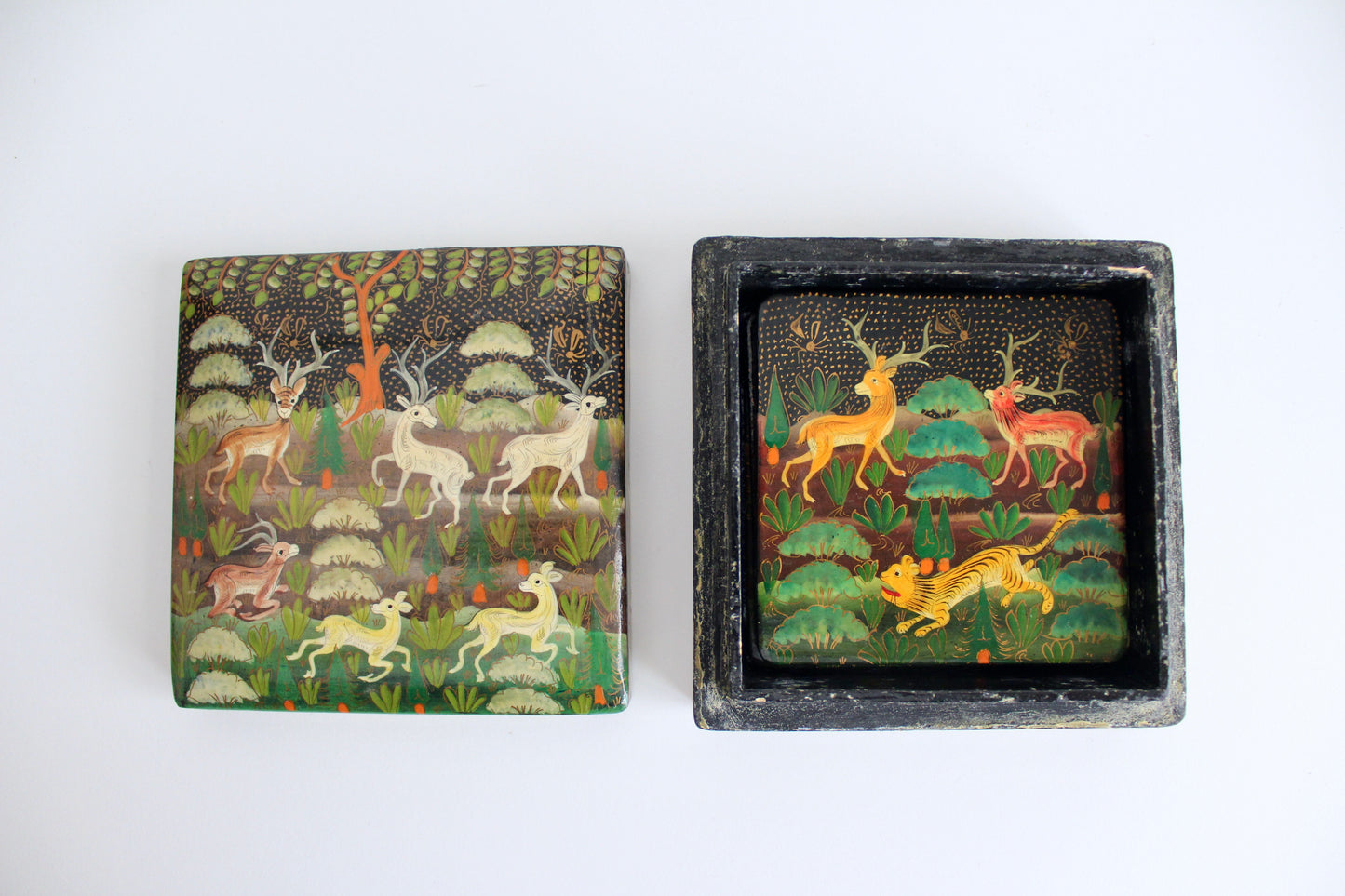 Kashmiri Handpainted Papier-Mache Coasters Set