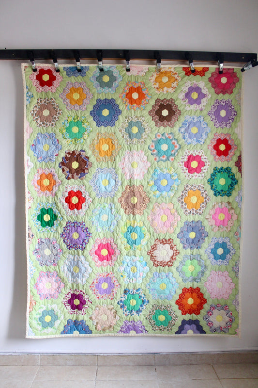 1950s Vintage Handmade American Patchwork Quilt