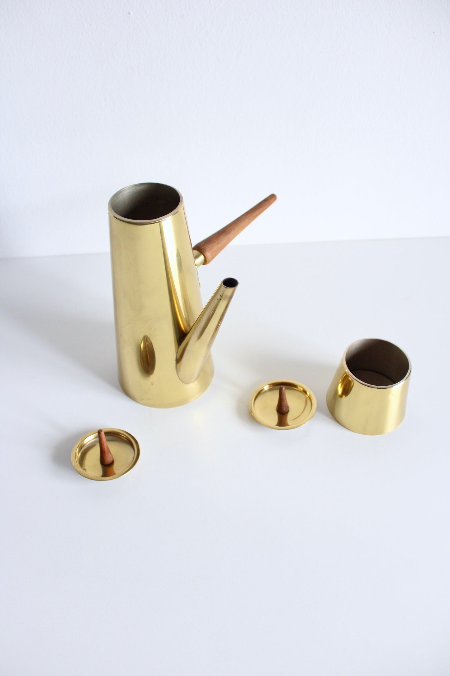 Midcentury Japanese Brass Plated Coffee and Sugar Pots
