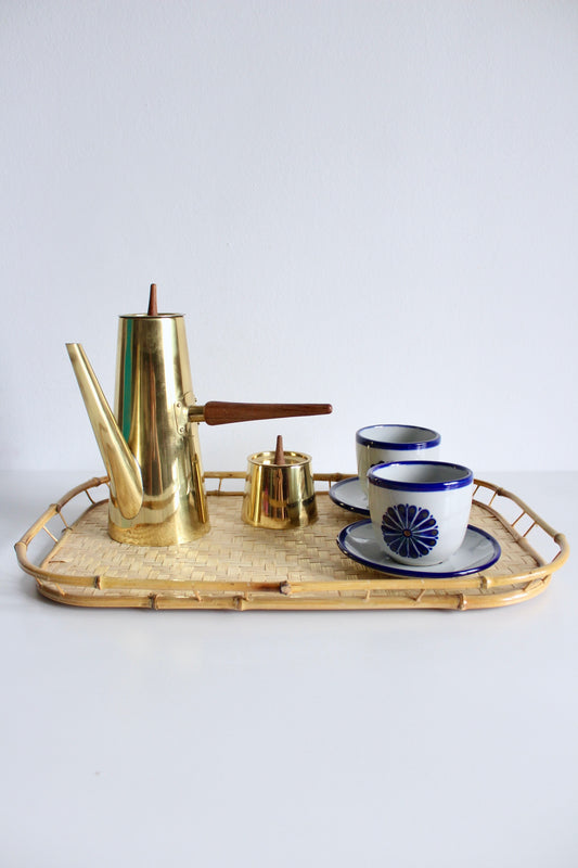 Midcentury Japanese Brass Plated Coffee and Sugar Pots