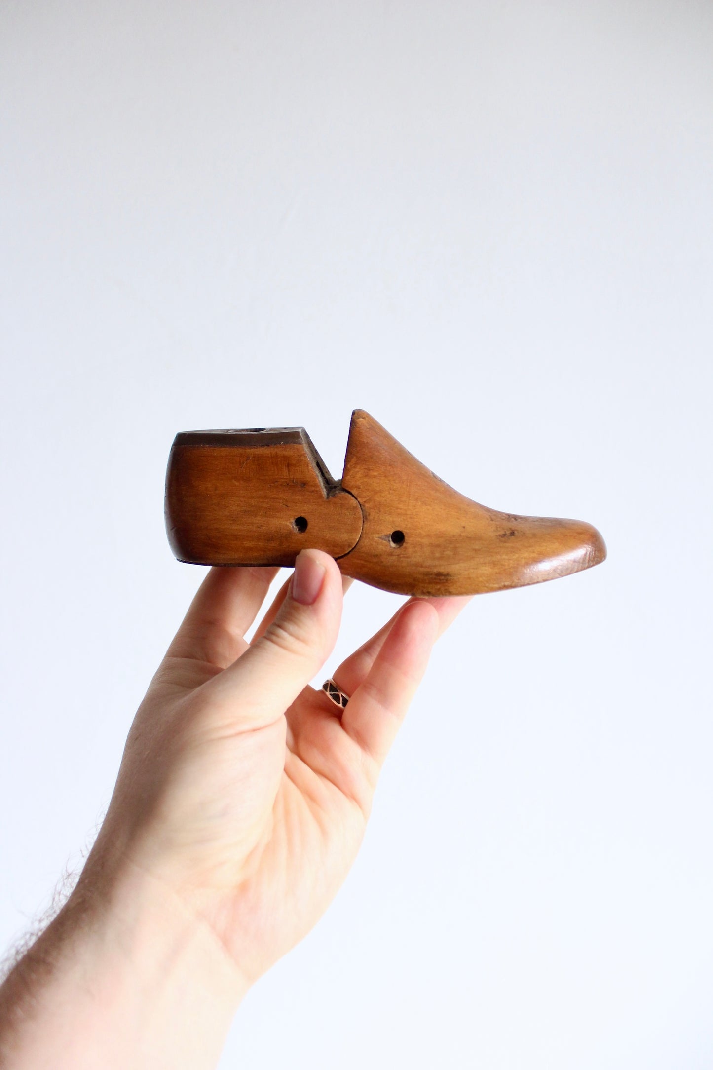 1920s-1940s Antique Wooded Carved Child's Shoes Mold
