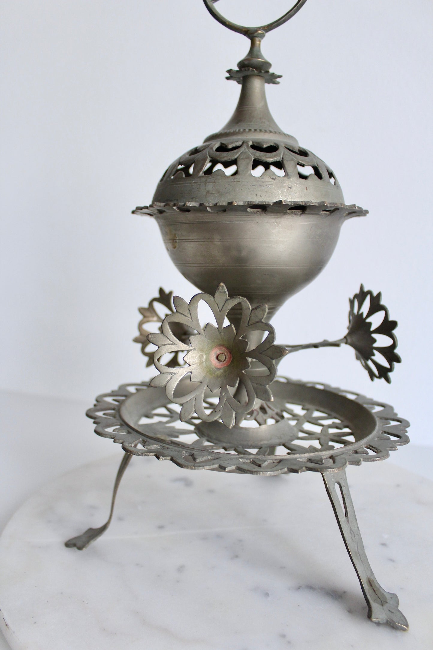 Vintage Folk Art Mubkhar with Mercedes Benz Hood Ornament