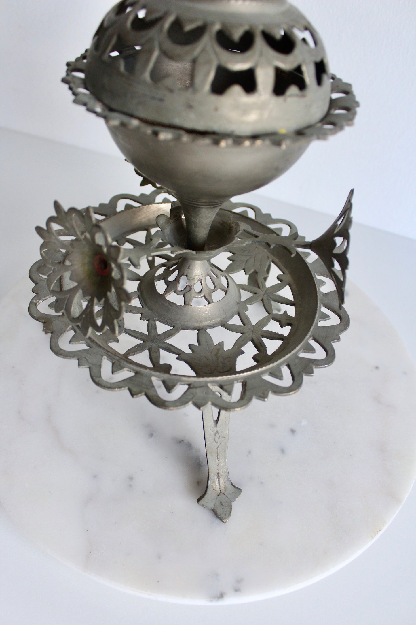 Vintage Folk Art Mubkhar with Mercedes Benz Hood Ornament