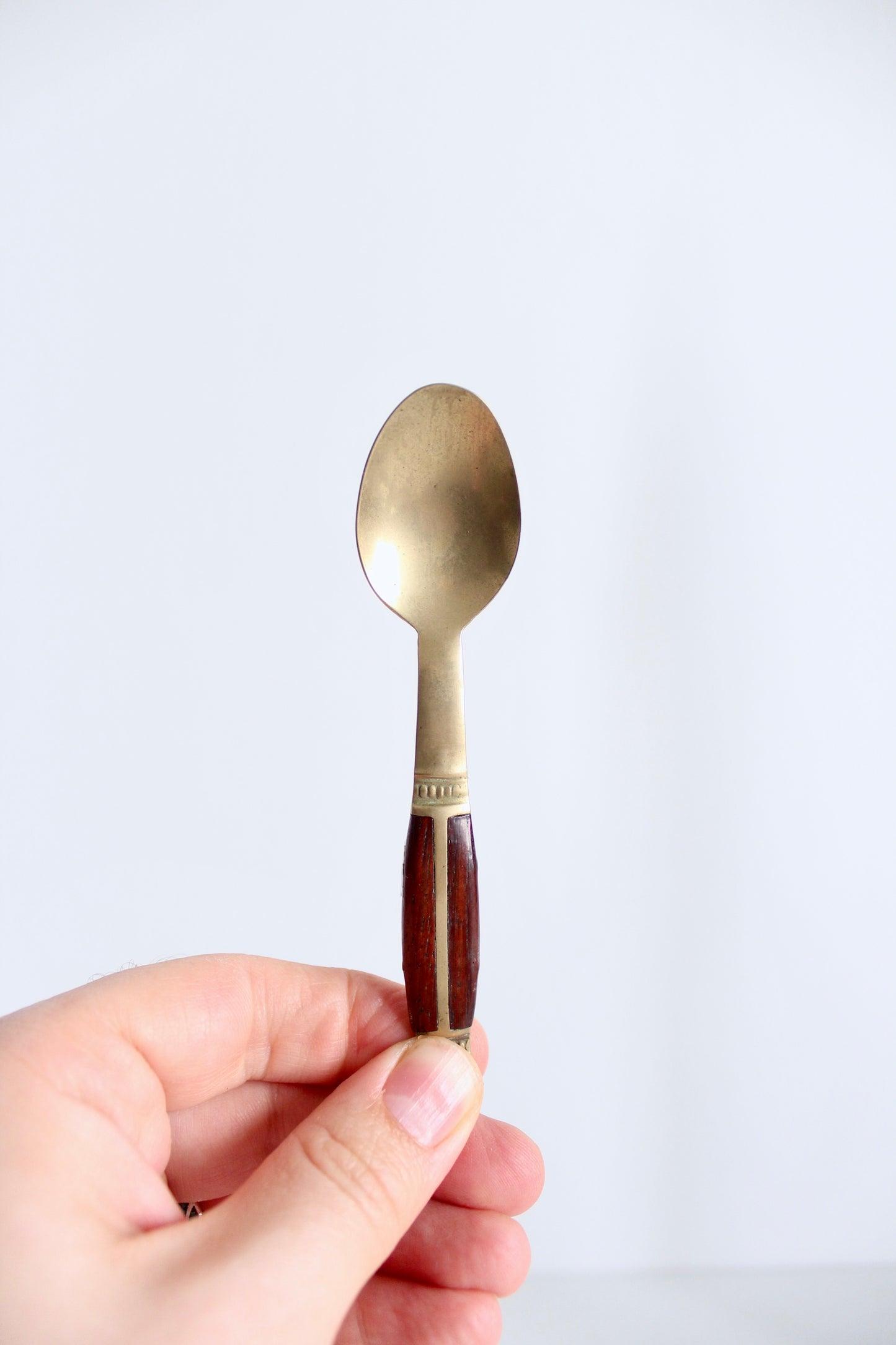 Handmade Antique Teak and Brass Tea Spoons - Thailand