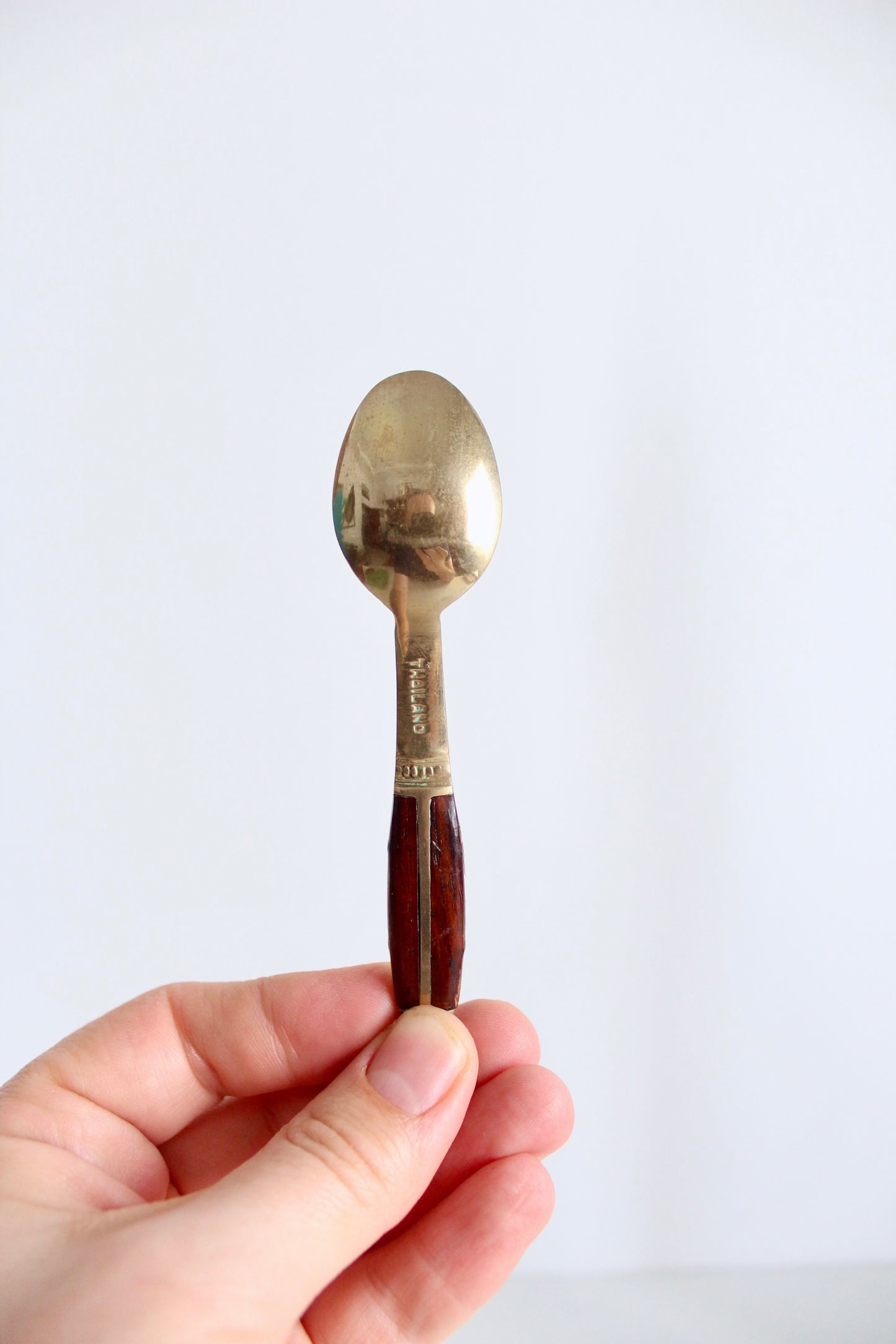 Handmade Antique Teak and Brass Tea Spoons - Thailand