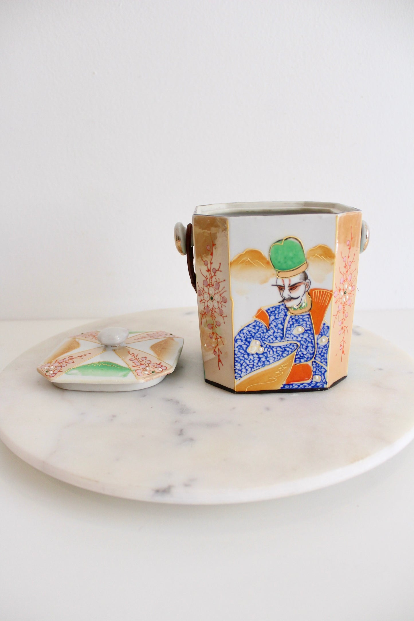 1950s Handpainted Japanese Export Porcelain Biscuit Jar