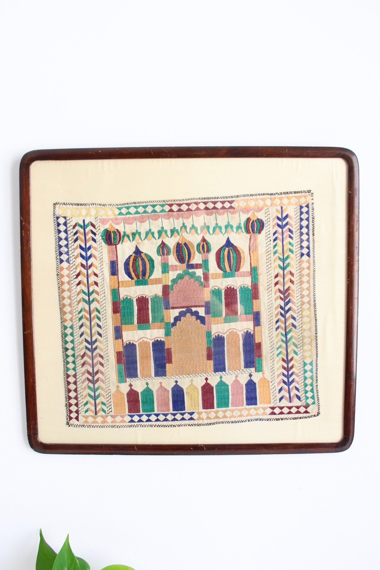 Antique Hand-embroidered Framed Linen Prayer Cloths