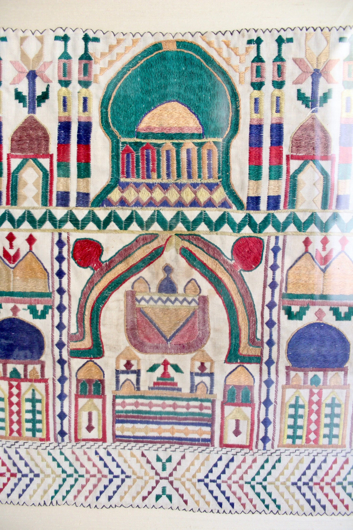 Antique Hand-embroidered Framed Linen Prayer Cloths