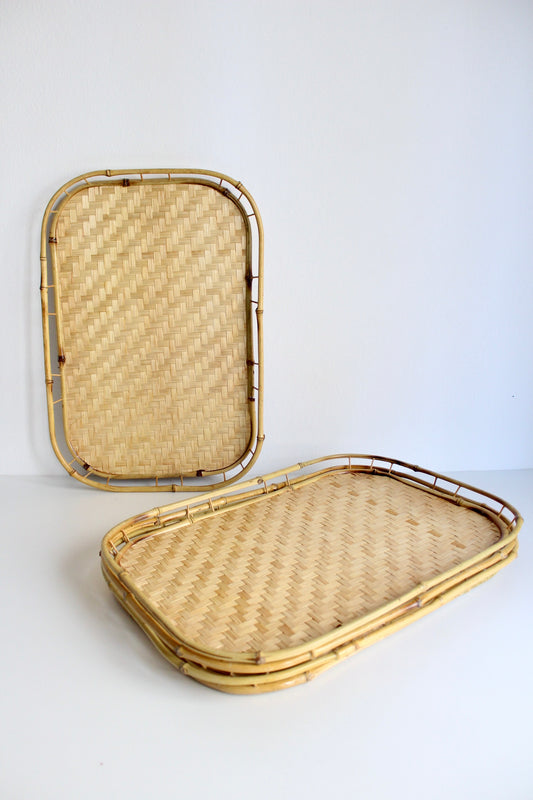 Set of Four Bamboo Trays