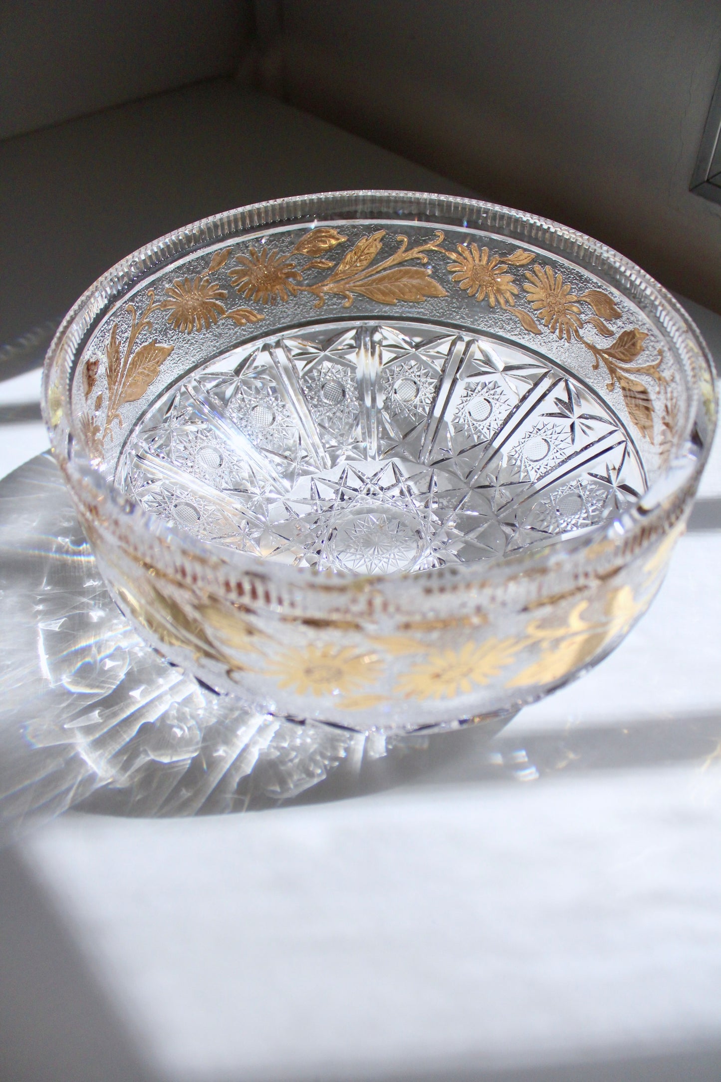 Bohemian Cut Crystal and Gilt Bowl
