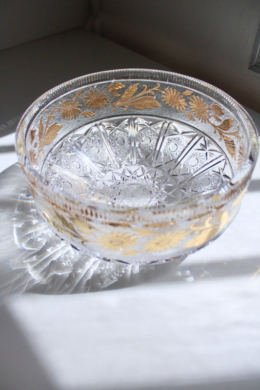 Bohemian Cut Crystal and Gilt Bowl