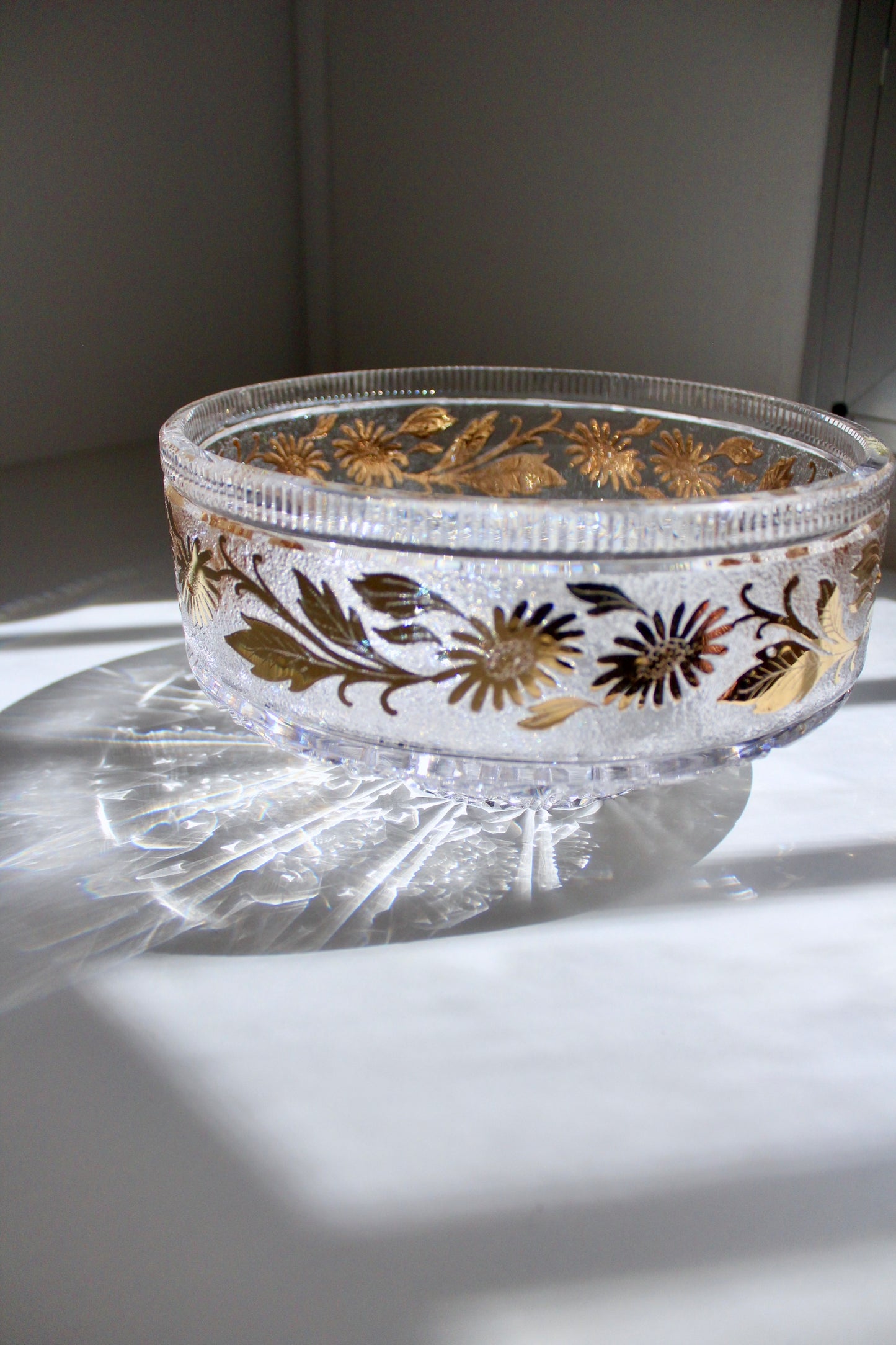Bohemian Cut Crystal and Gilt Bowl