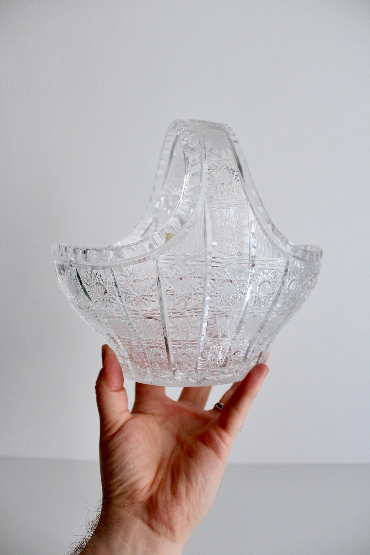Set of Clear Bohemian Cut Crystal Serving ware