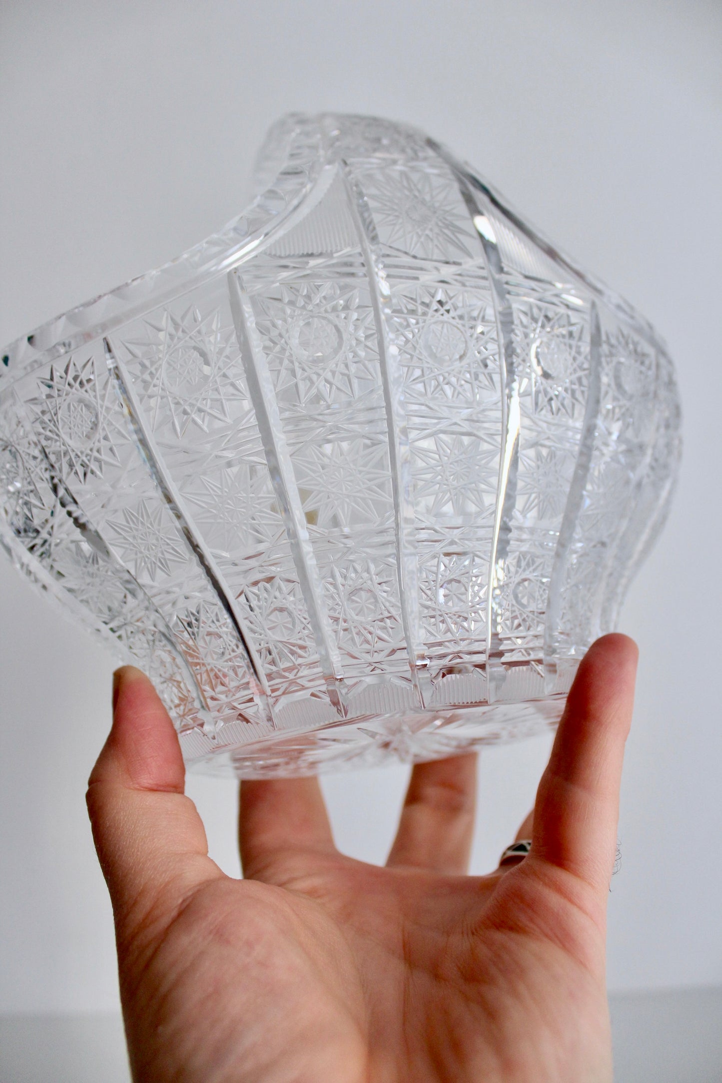 Set of Clear Bohemian Cut Crystal Serving ware