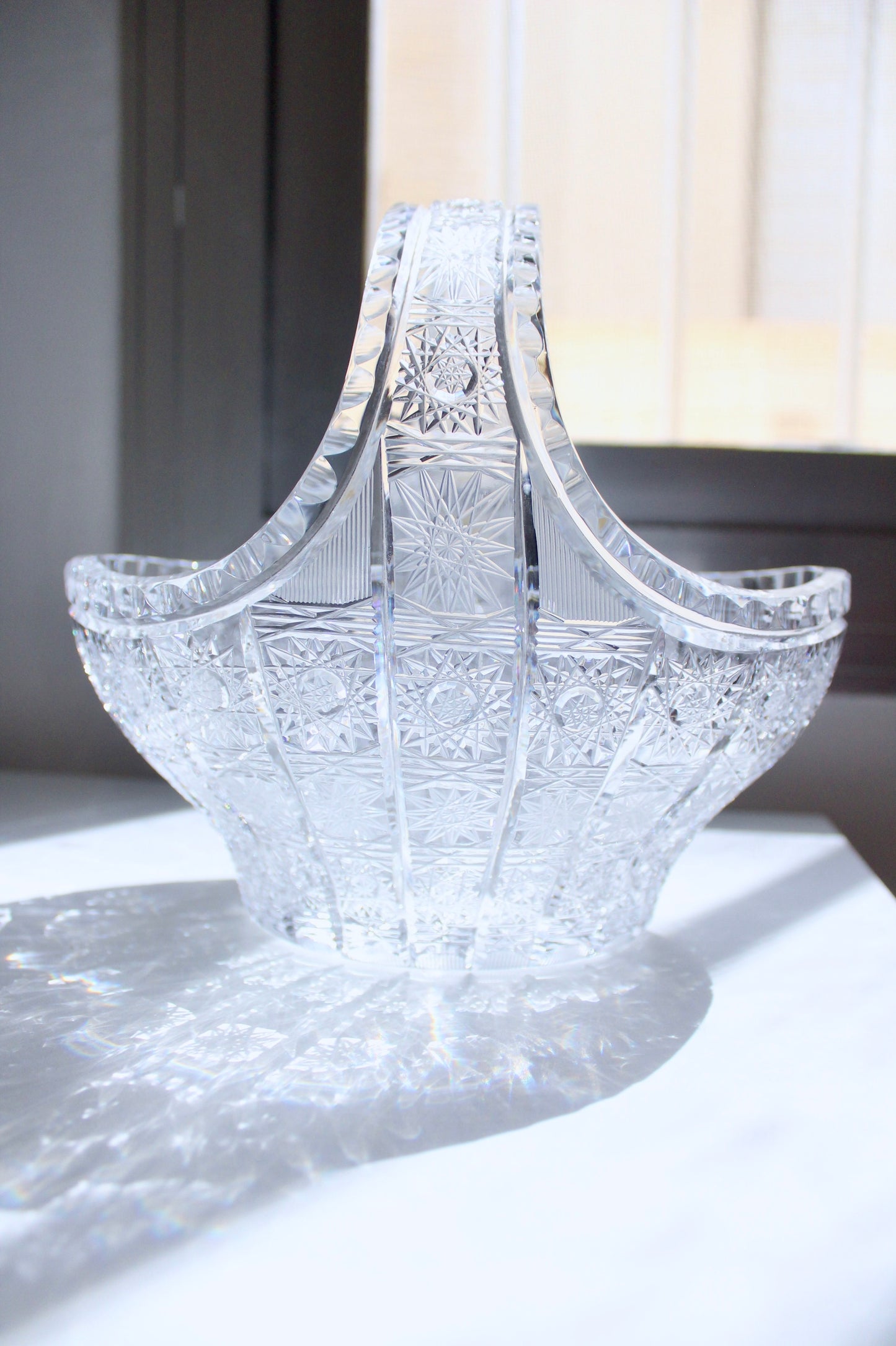 Set of Clear Bohemian Cut Crystal Serving ware