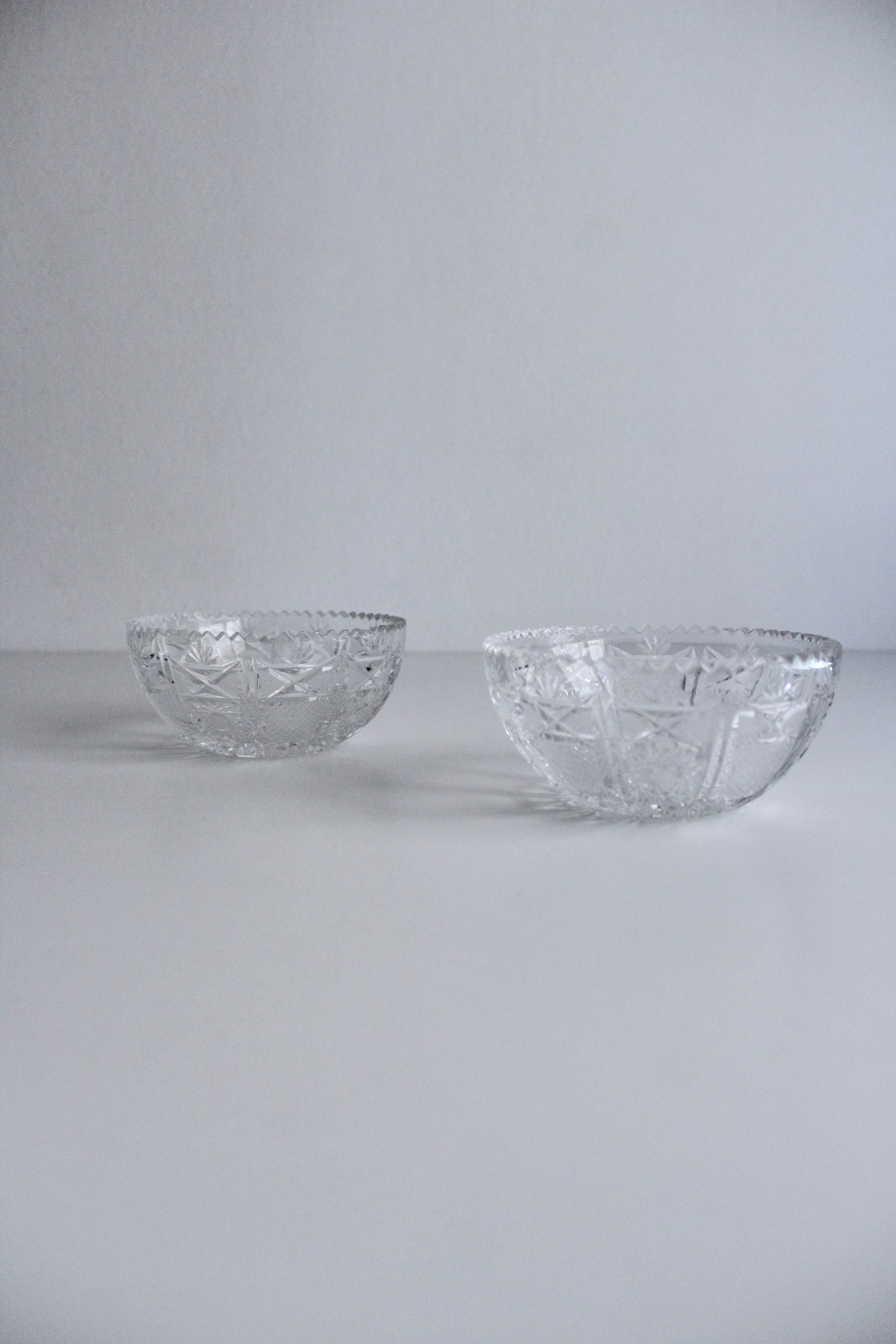 Set of Clear Bohemian Cut Crystal Serving ware
