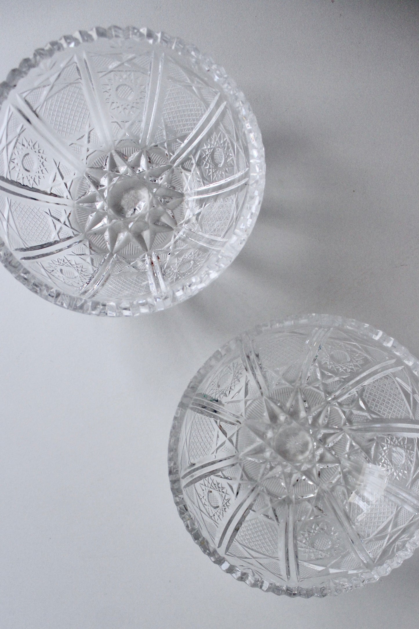 Set of Clear Bohemian Cut Crystal Serving ware