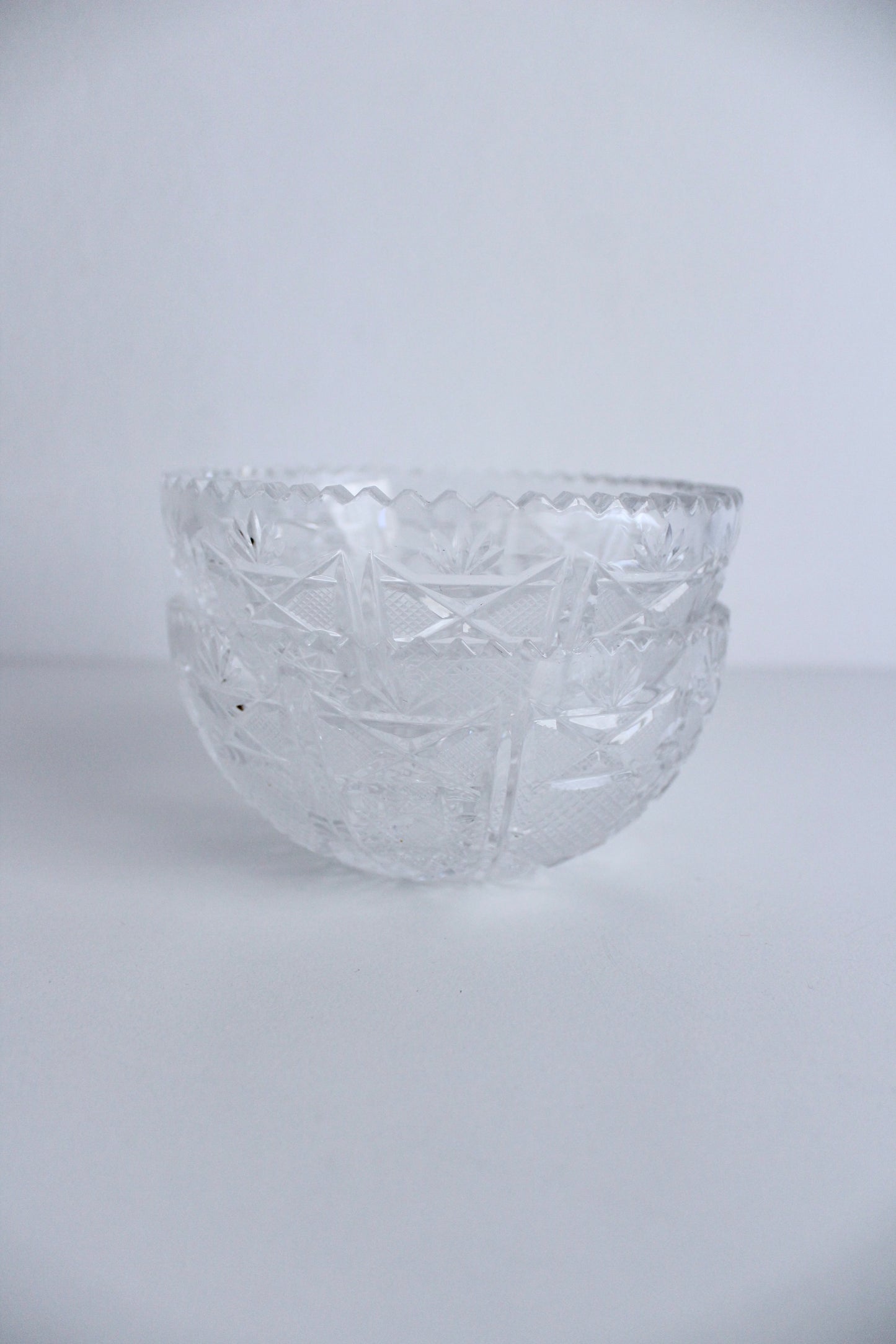 Set of Clear Bohemian Cut Crystal Serving ware