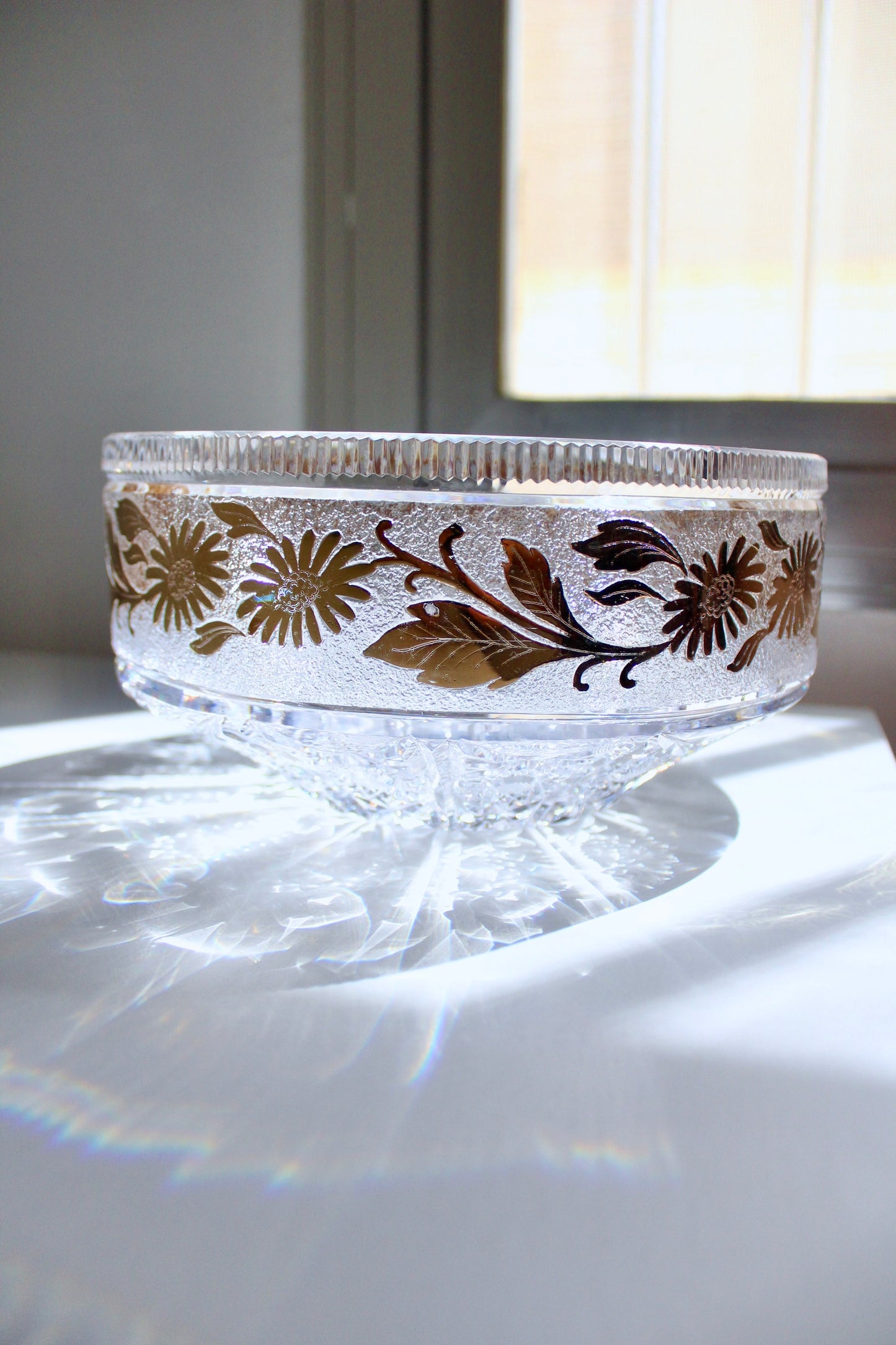 Bohemian Cut Crystal and Gilt Bowl
