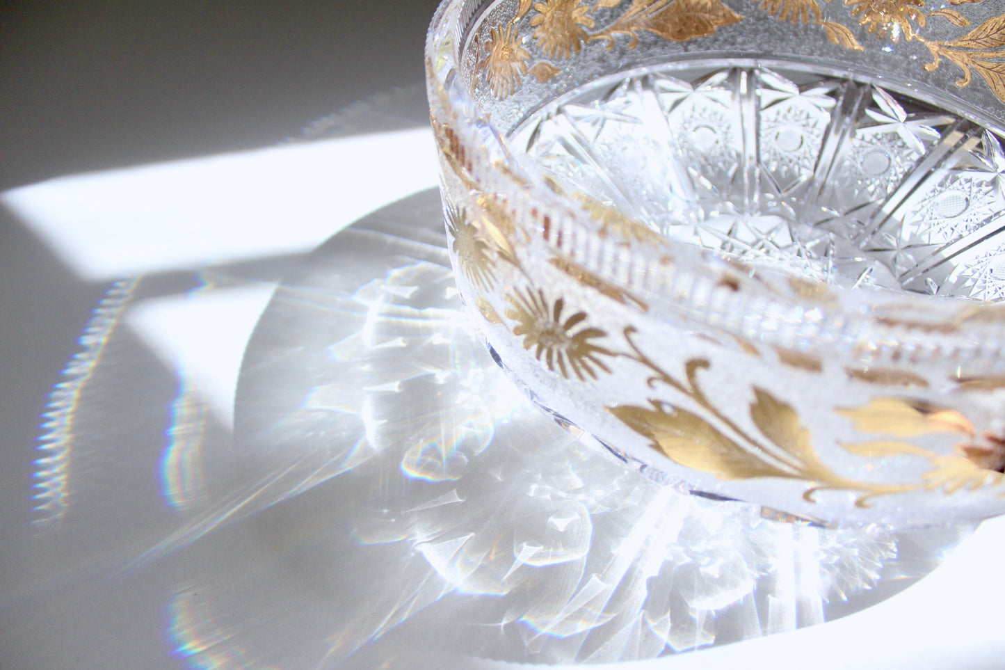 Bohemian Cut Crystal and Gilt Bowl