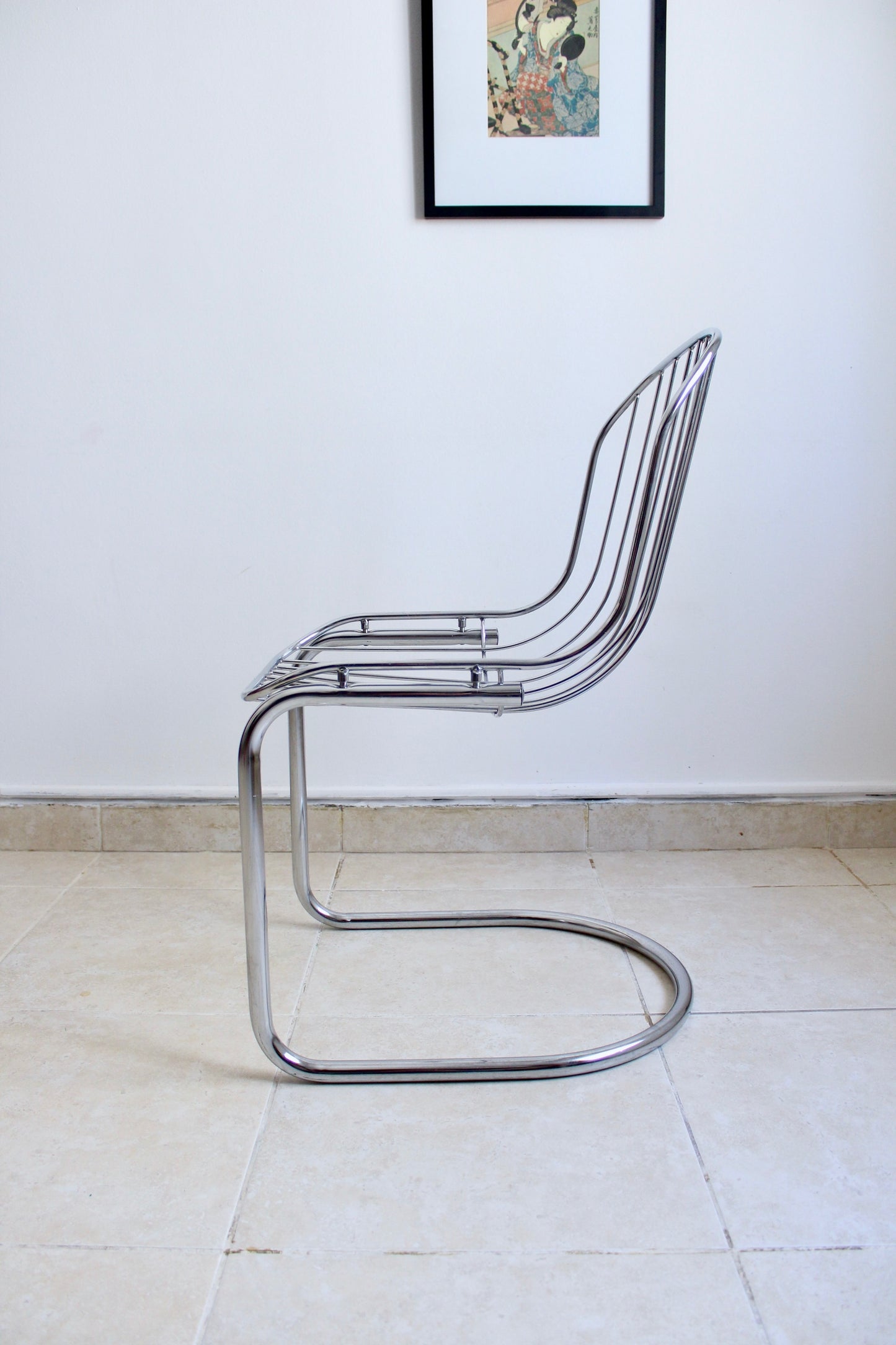 1970-1980s Sets of Four Chrome Dining Chairs