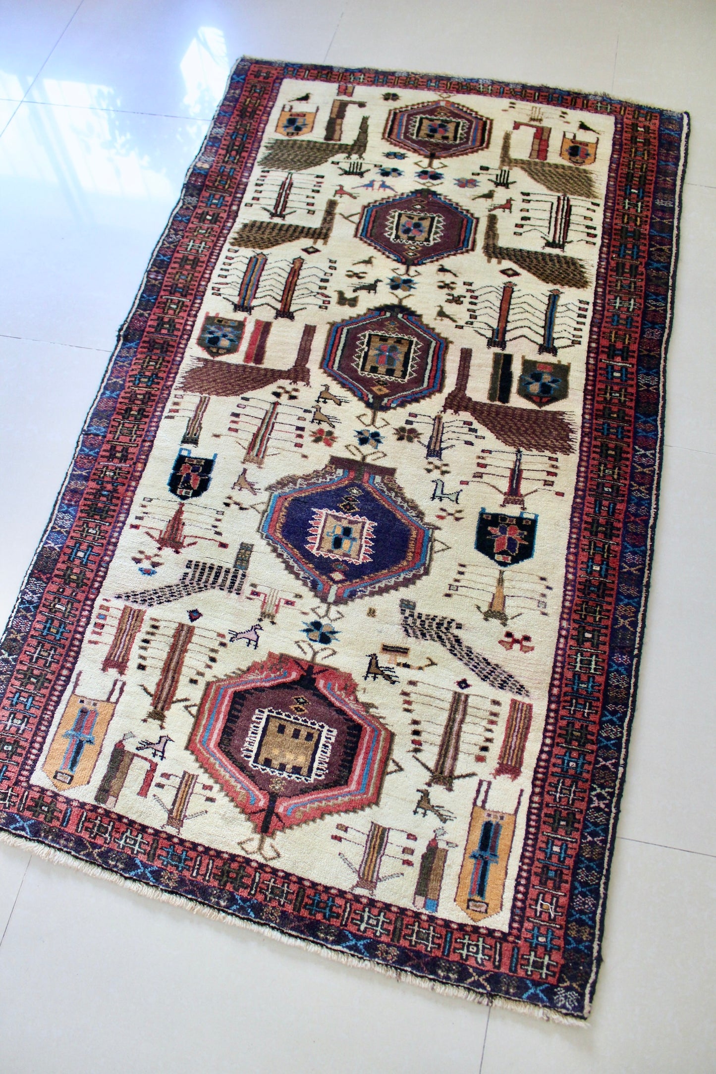 Vintage 1980s-1990s Persian Qashqai Gabbeh - 95x164
