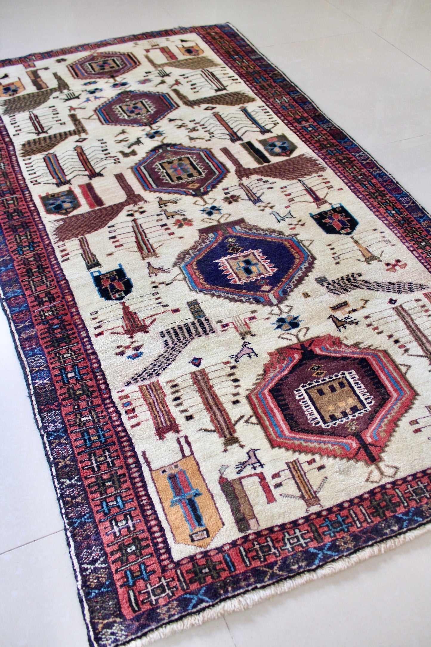 Vintage 1980s-1990s Persian Qashqai Gabbeh - 95x164