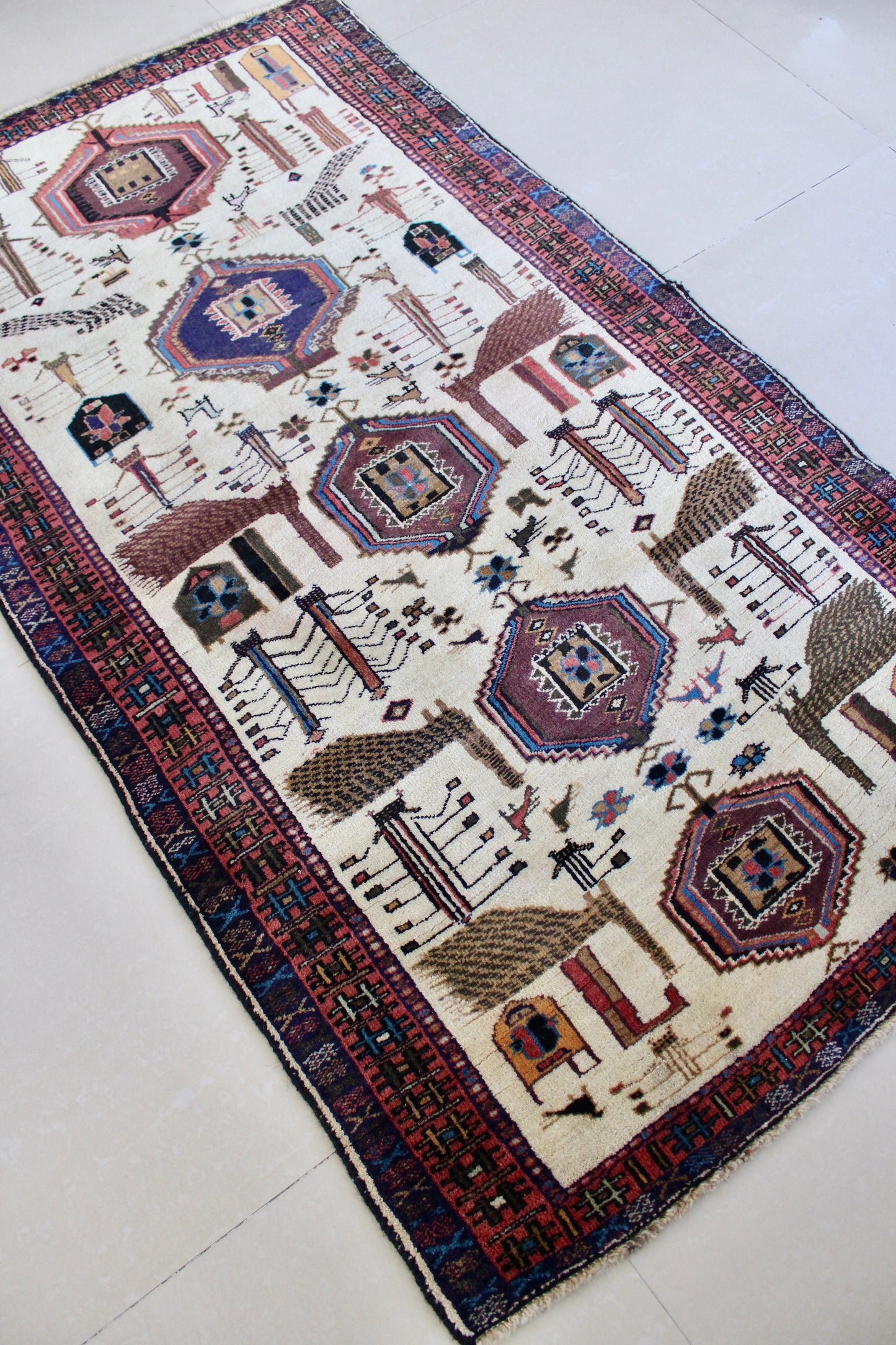 Vintage 1980s-1990s Persian Qashqai Gabbeh - 95x164