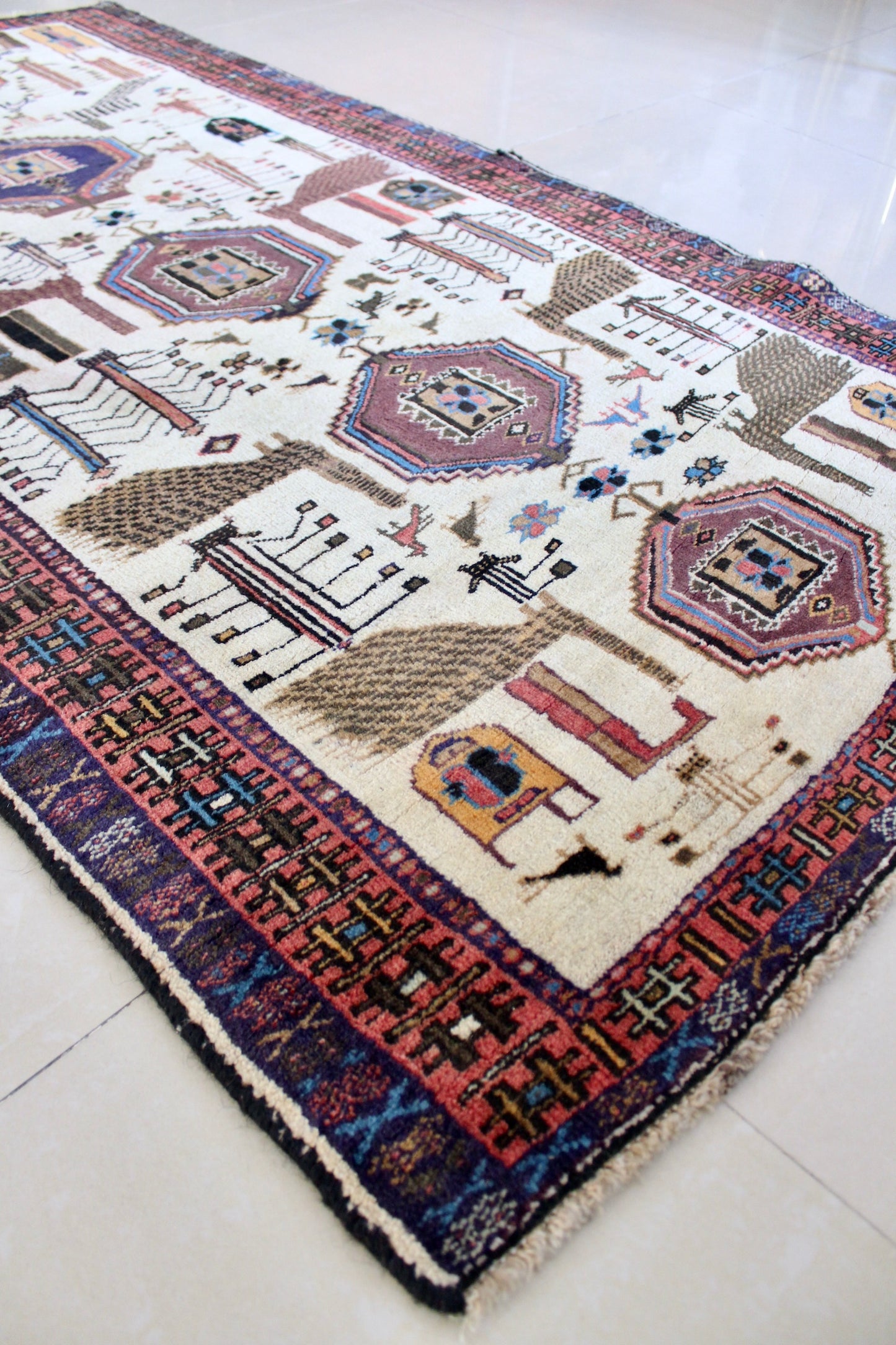 Vintage 1980s-1990s Persian Qashqai Gabbeh - 95x164