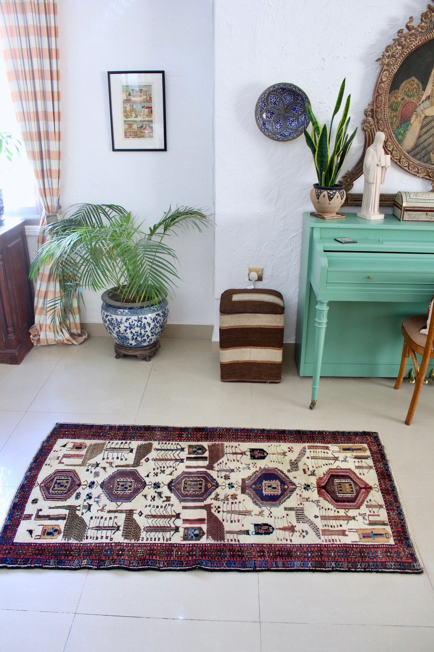 Vintage 1980s-1990s Persian Qashqai Gabbeh - 95x164