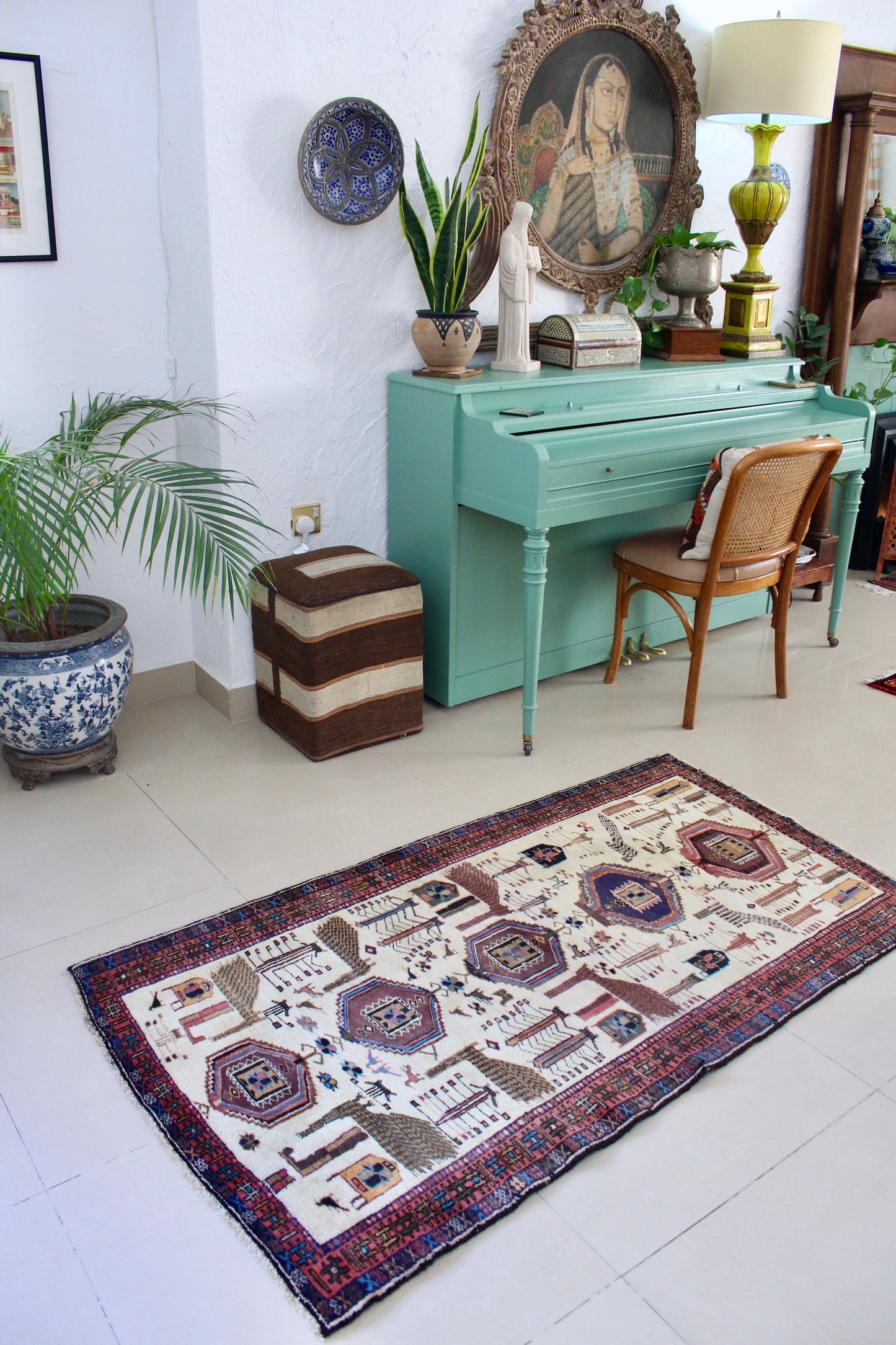Vintage 1980s-1990s Persian Qashqai Gabbeh - 95x164