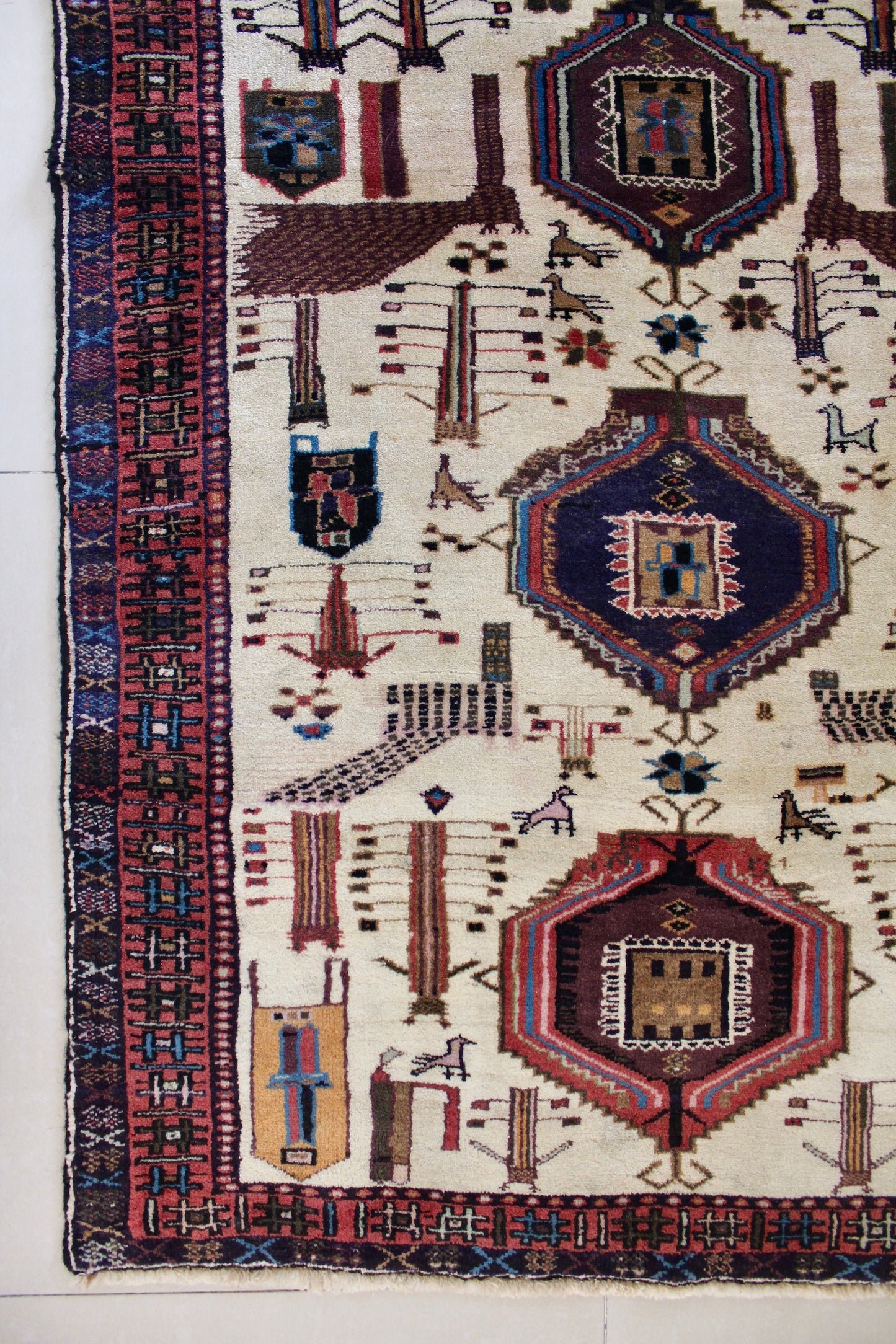 Vintage 1980s-1990s Persian Qashqai Gabbeh - 95x164