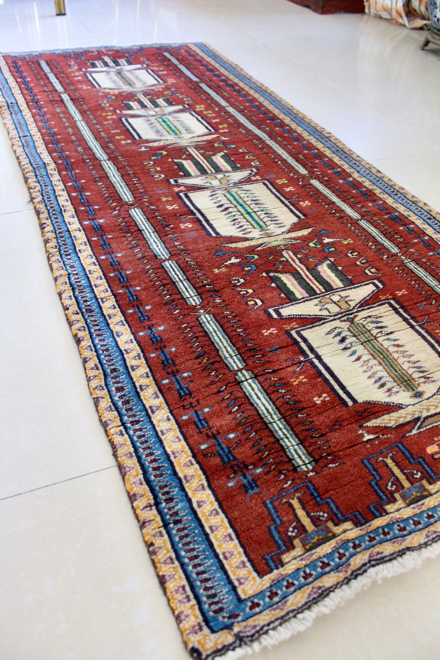 Vintage 1990s Afghan Balouch Carpet - 81x191