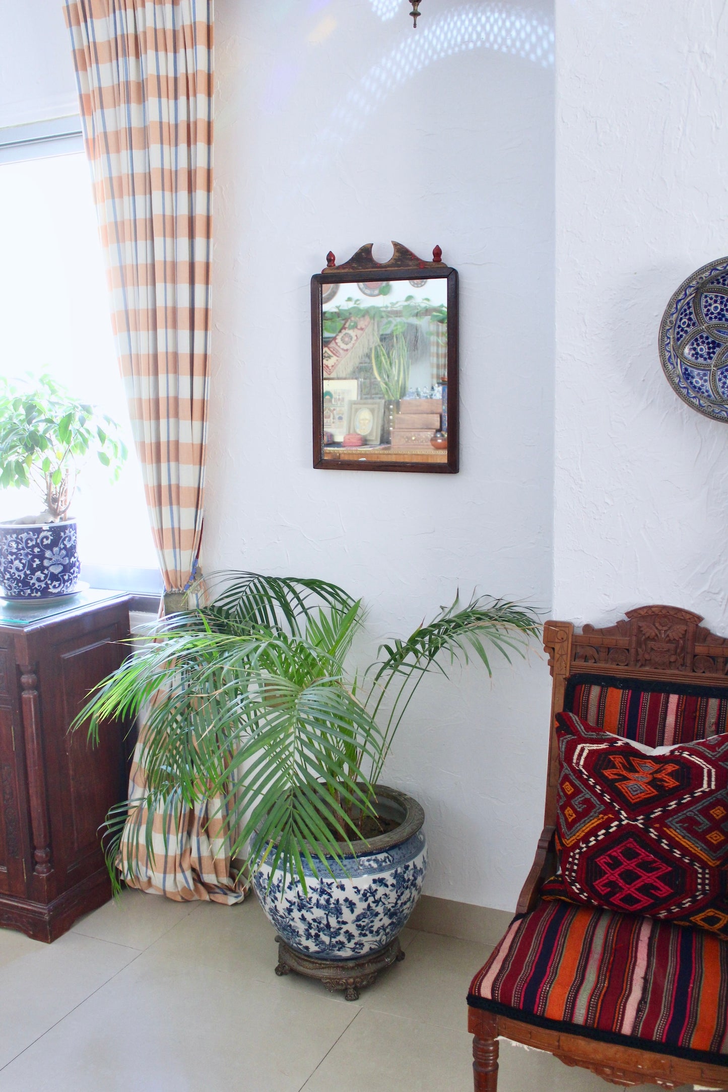 Antique 80+ Year Old Indian Solid Wood Mirror