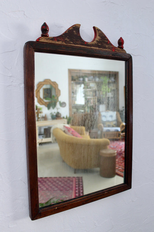 Antique 80+ Year Old Indian Solid Wood Mirror