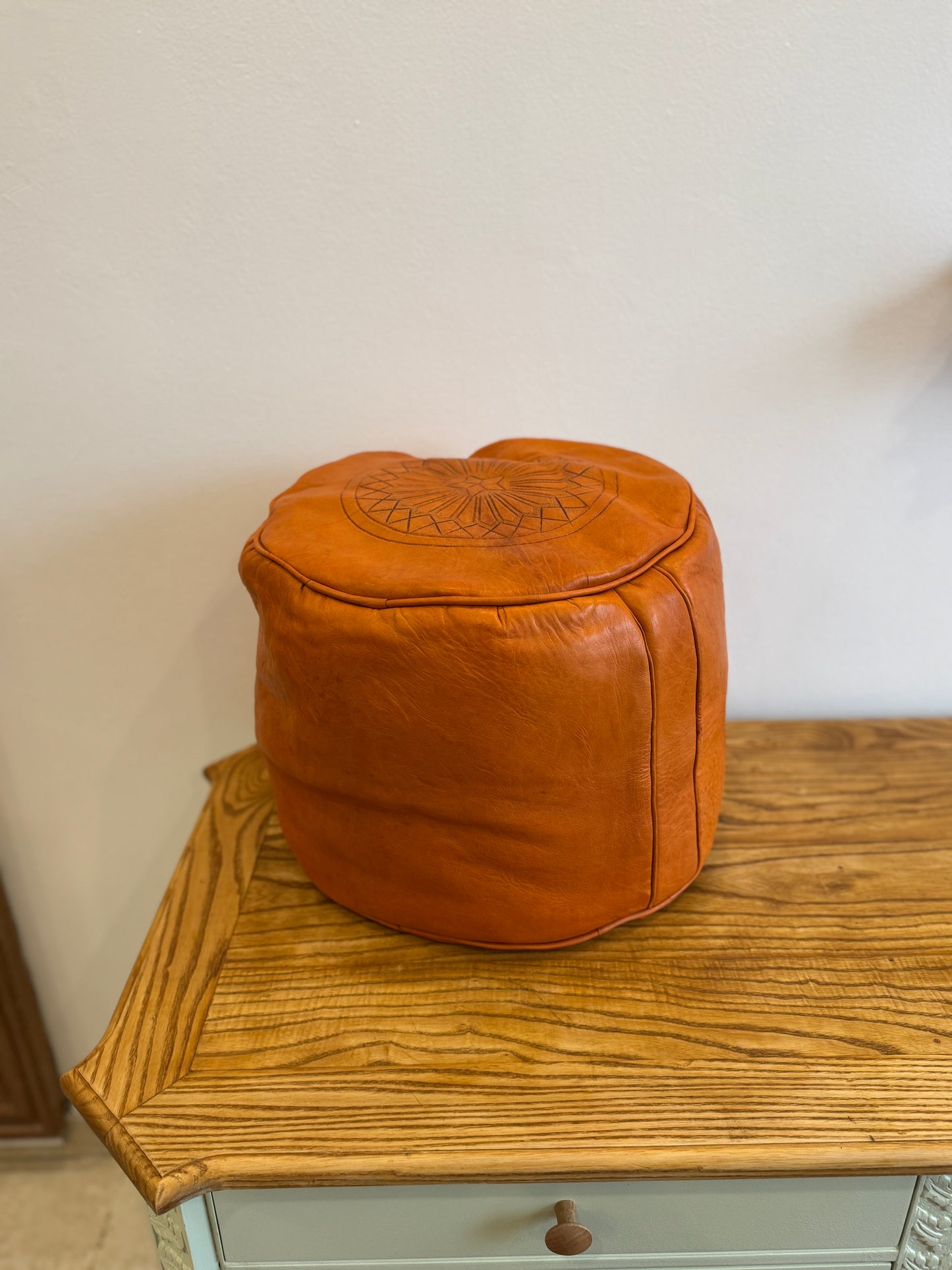 Moroccan Leather Pouf